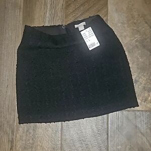 H&M black tweed mini skirt